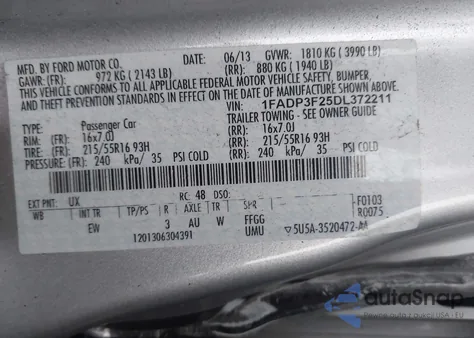 2013 Ford Focus Se from USA, damaged, VIN 1FADP3F25DL372211